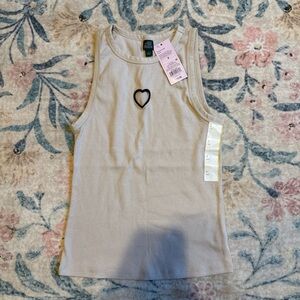 Wild Fable Beige Tank Top with Heart Detail